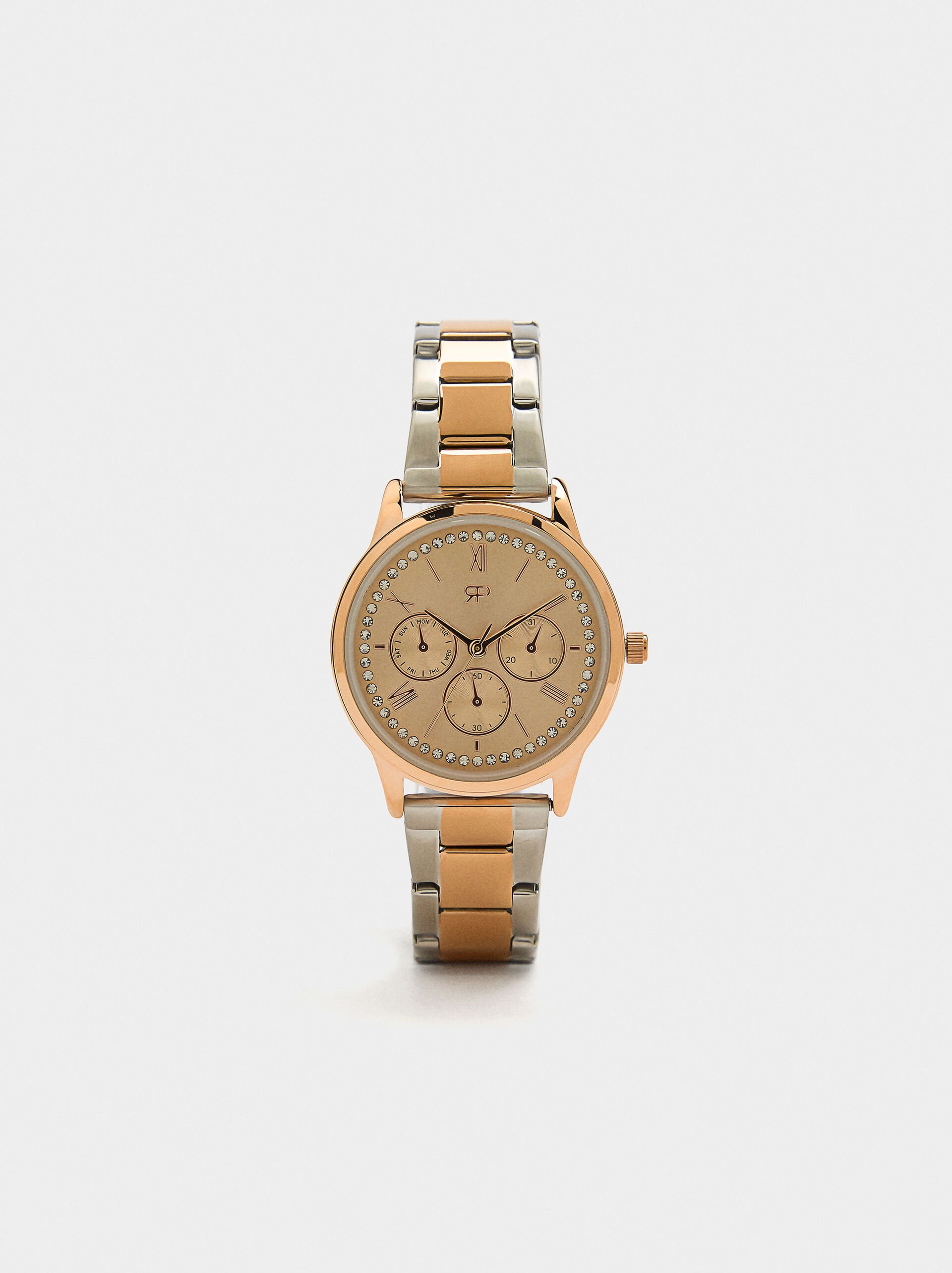 Reloj bicolor con pulsera de acero inoxidable image number 0.0