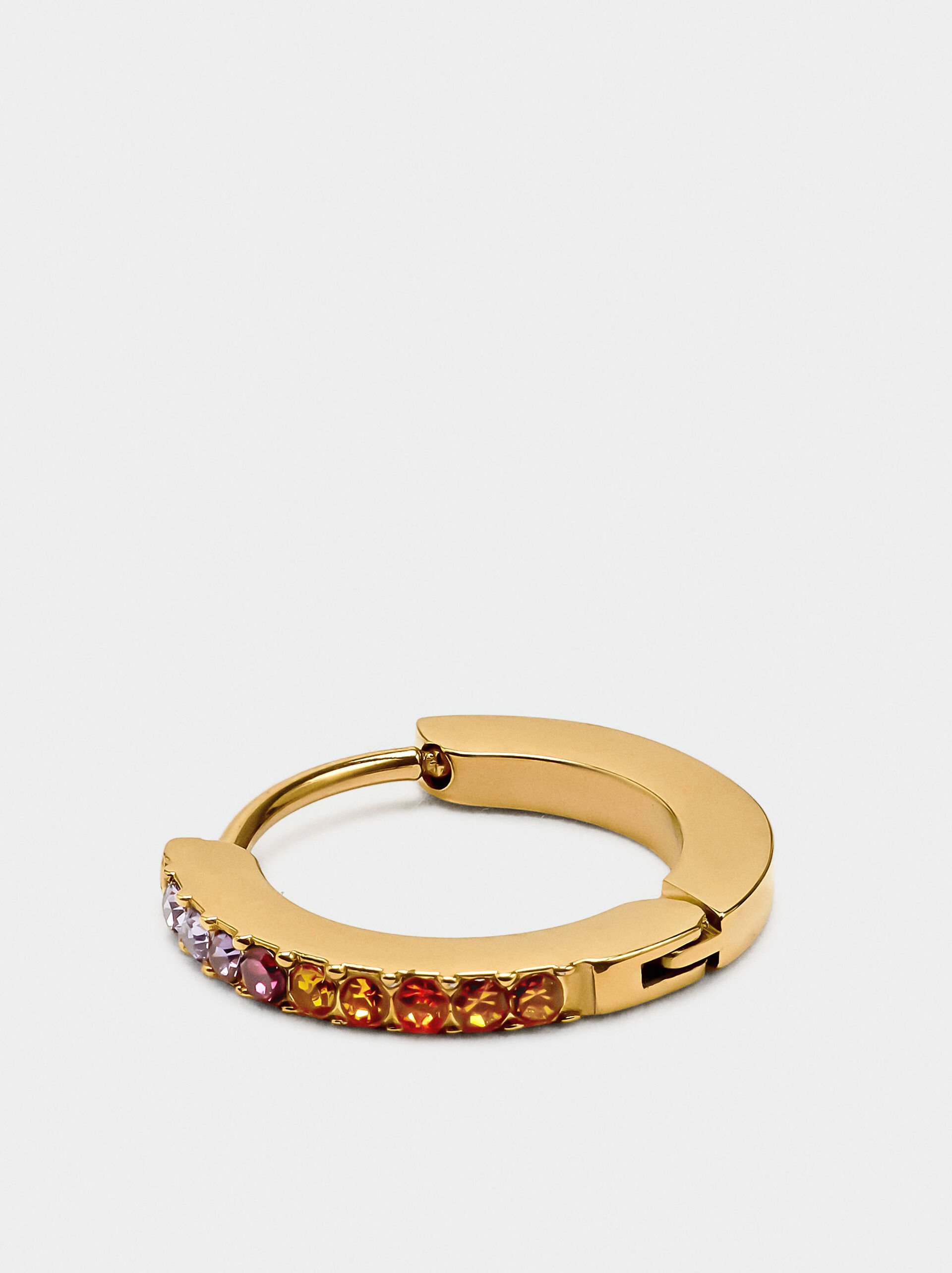 Individual hoop with multicolor crystals - stainless steel image number 1.0