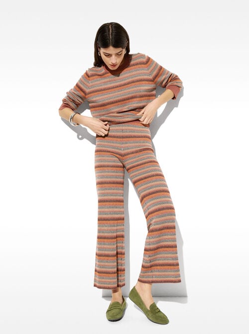 Striped jacquard knit sweater
