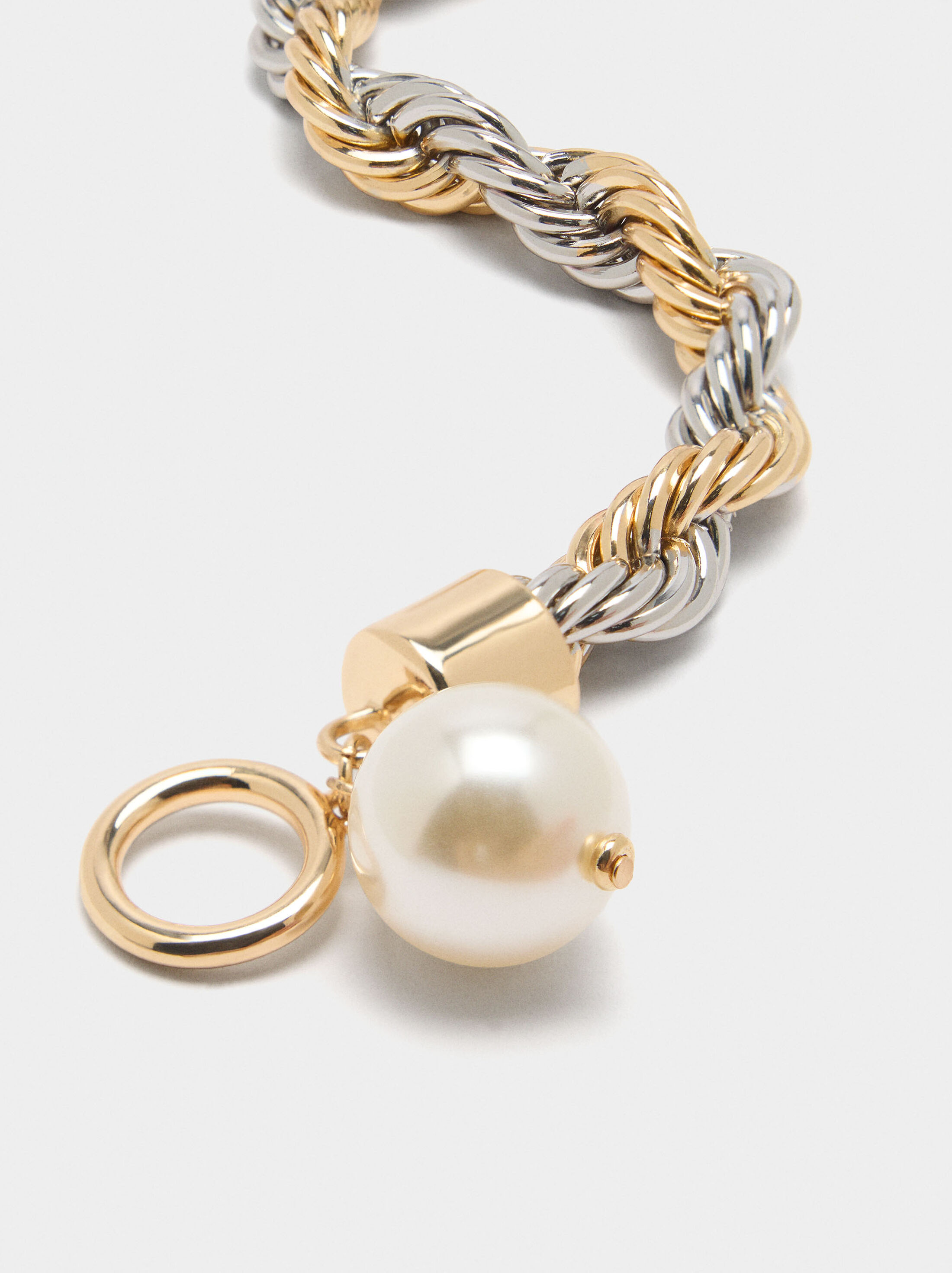 Solomon cord bracelet with pearl image number 2.0