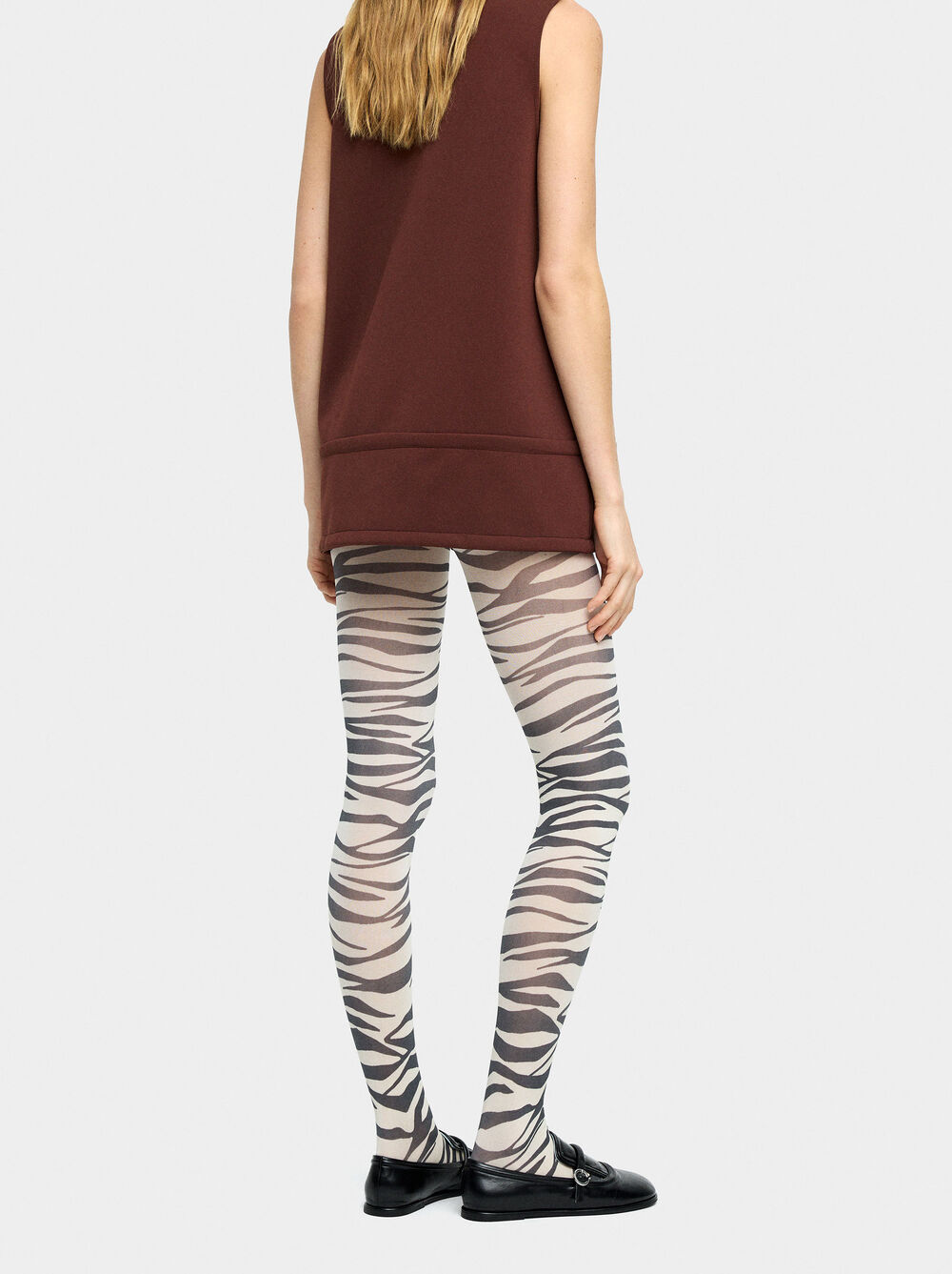 Knit tights with animal print