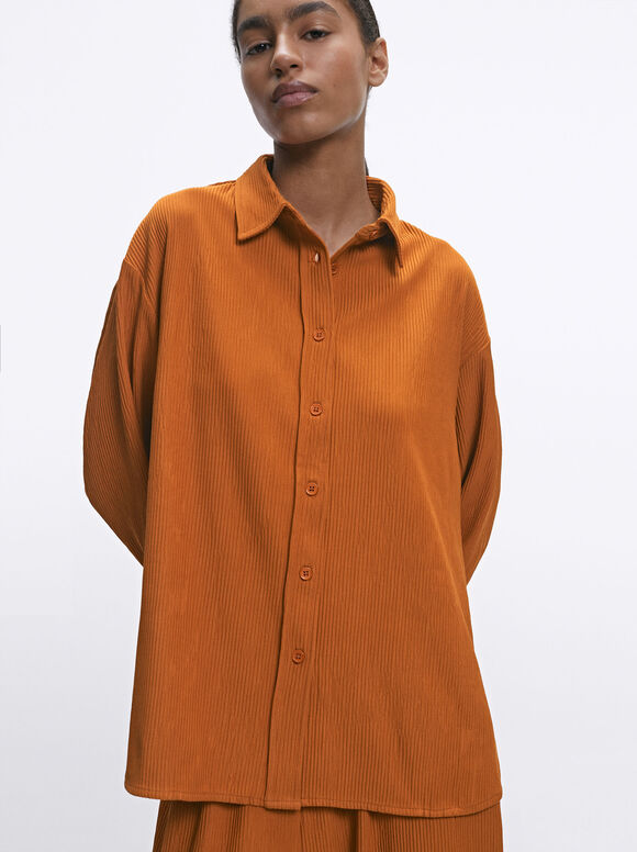 Camisa Fluida , Naranja, hi-res