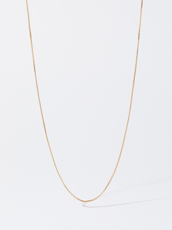 925 Silver Personalised Thin Chain Necklace, Golden, hi-res