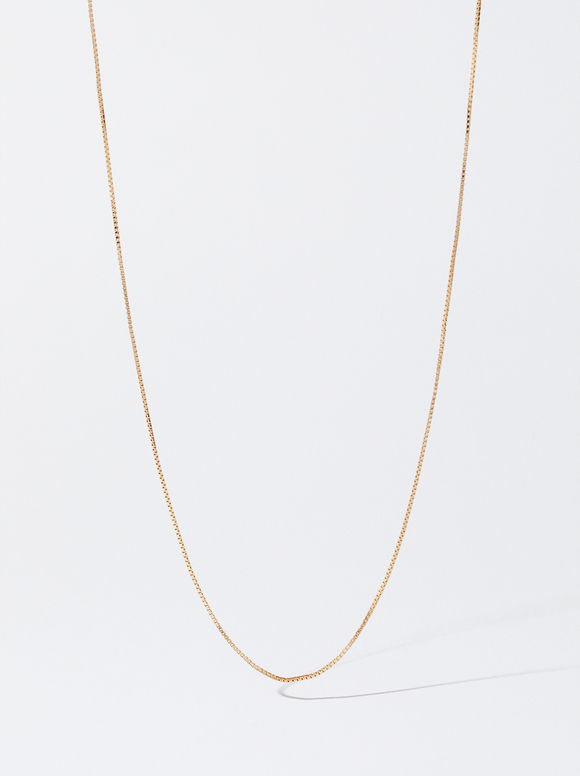 925 Silver Personalised Thin Chain Necklace, Golden, hi-res