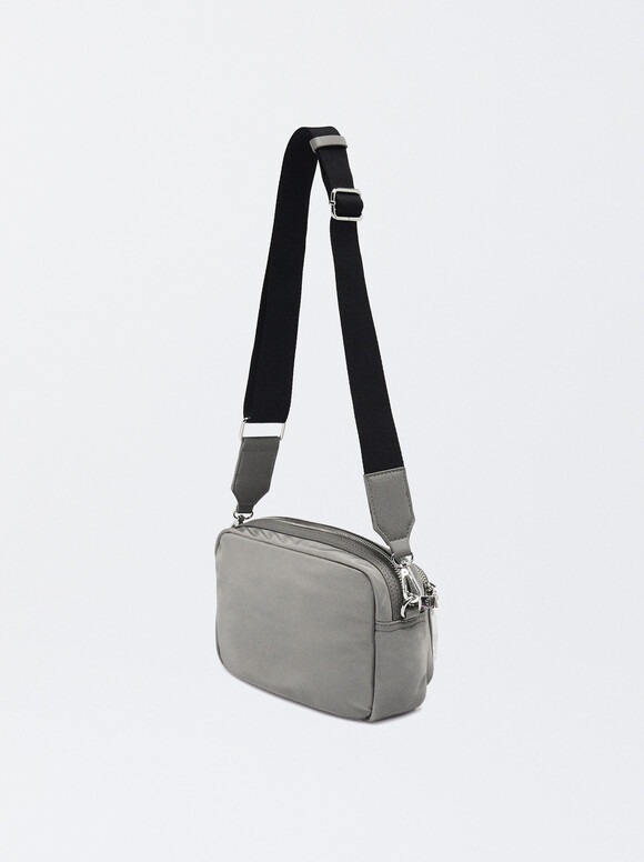 Nylon Crossbody Bag, Grey, hi-res
