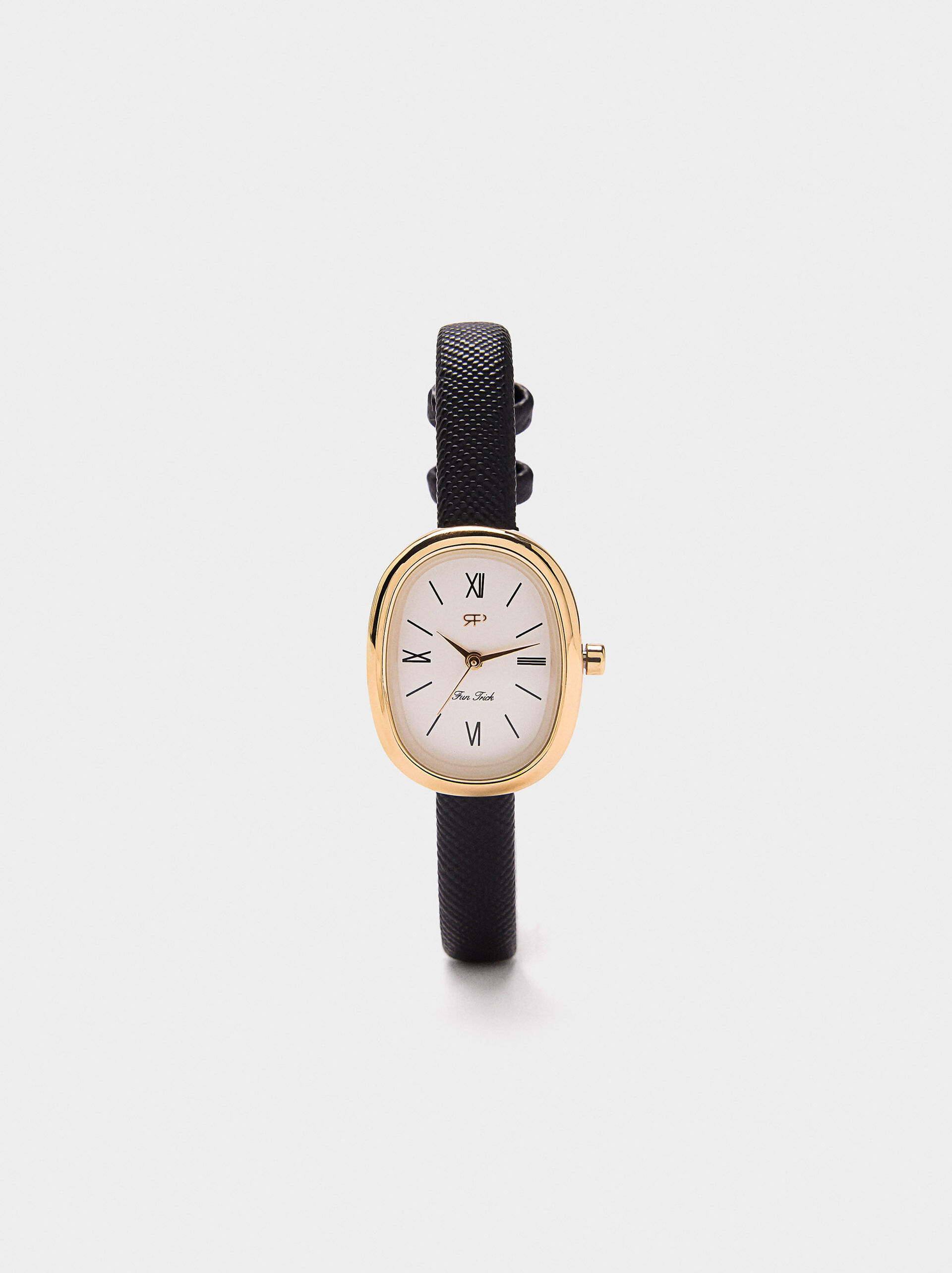 Oval watch with textured strap image number 0.0
