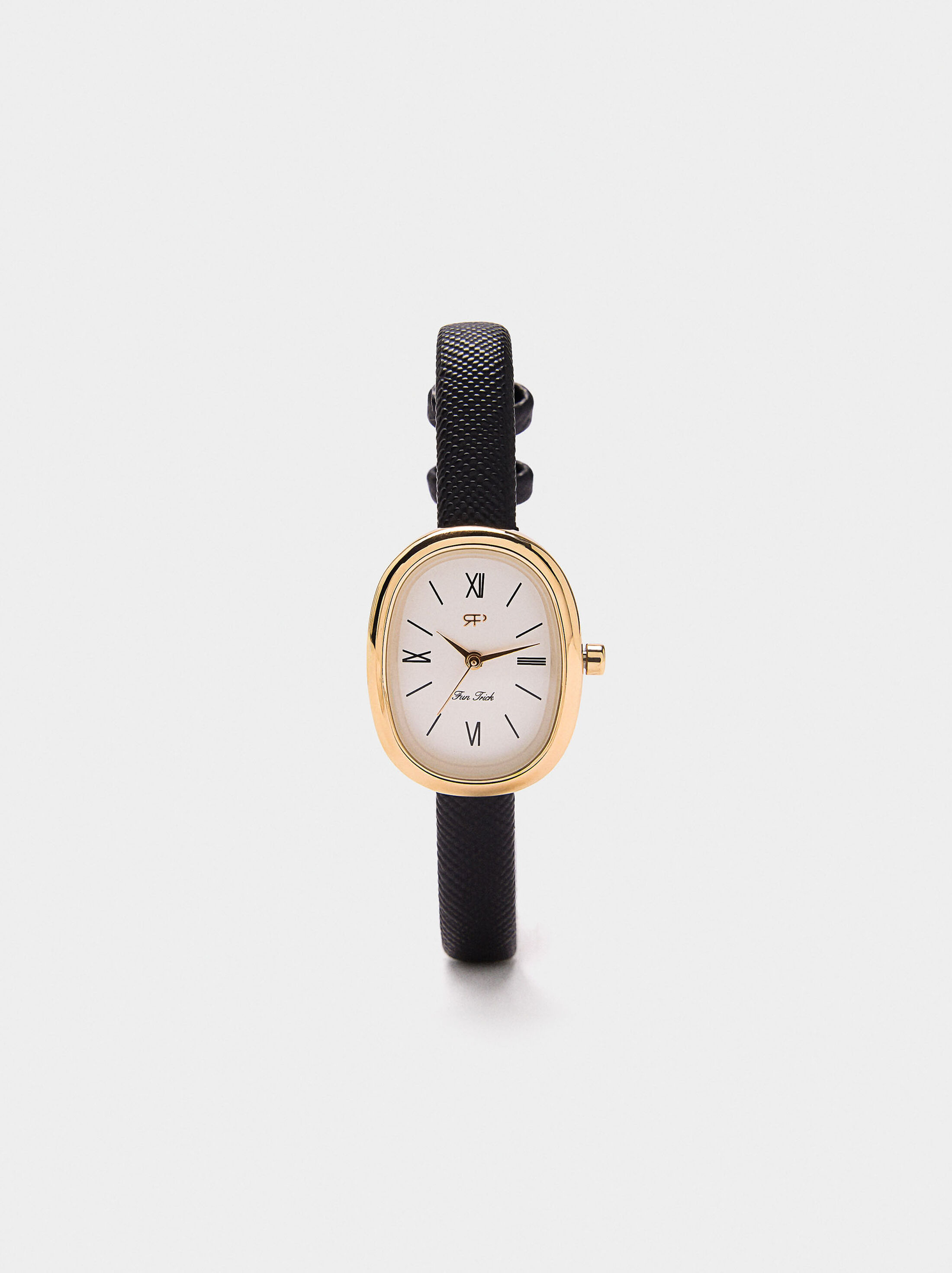 Oval watch with textured strap image number 0.0