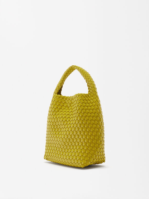 Interlaced Handbag , Yellow, hi-res