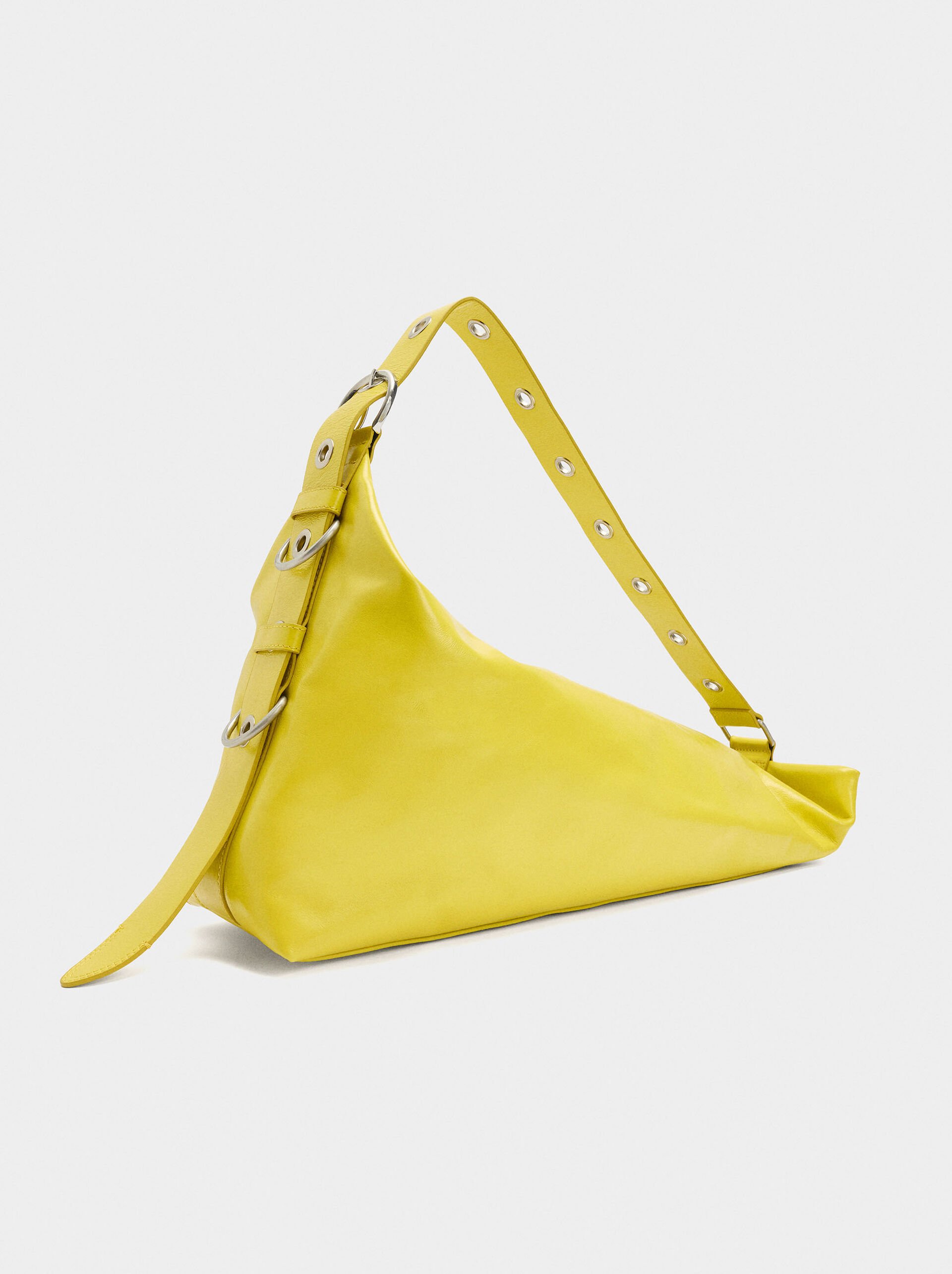 Asymmetric leather shoulder bag image number 0.0