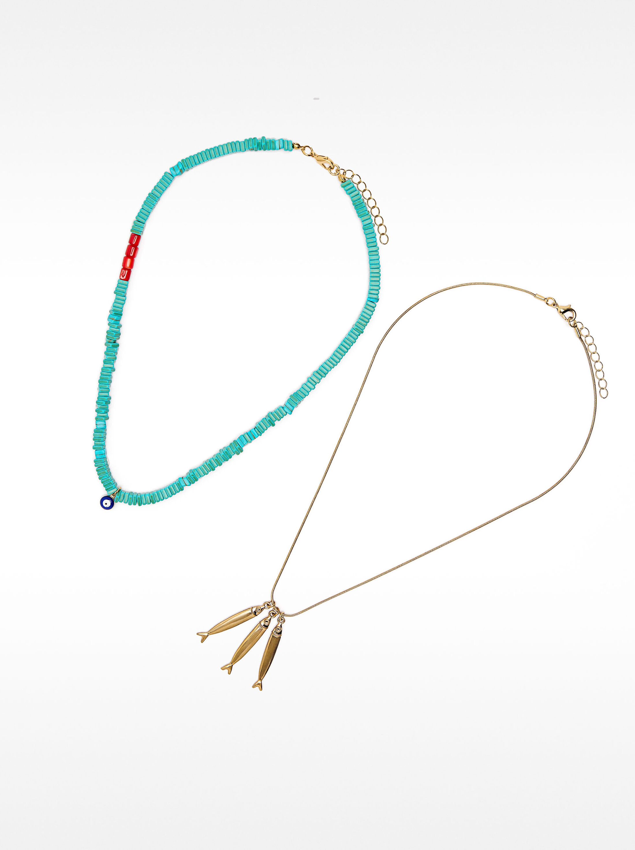 Set de collares con piedras ojos y peces image number 3.0
