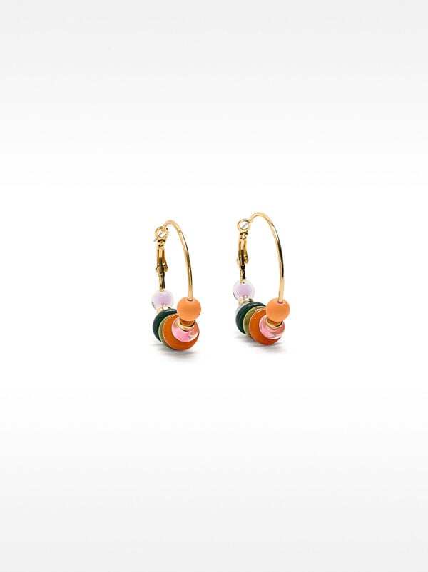 Hoop earrings with crystals and beads