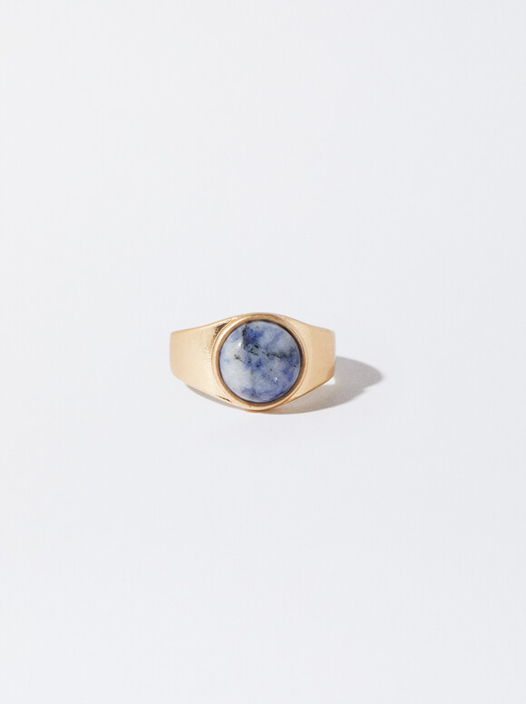 Ring With Stone, Blue, hi-res