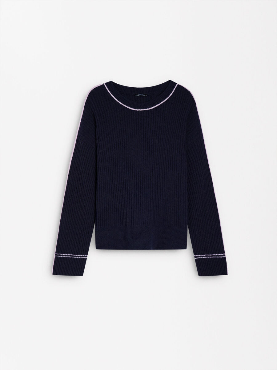 Strickpullover mit Kontrastdetail