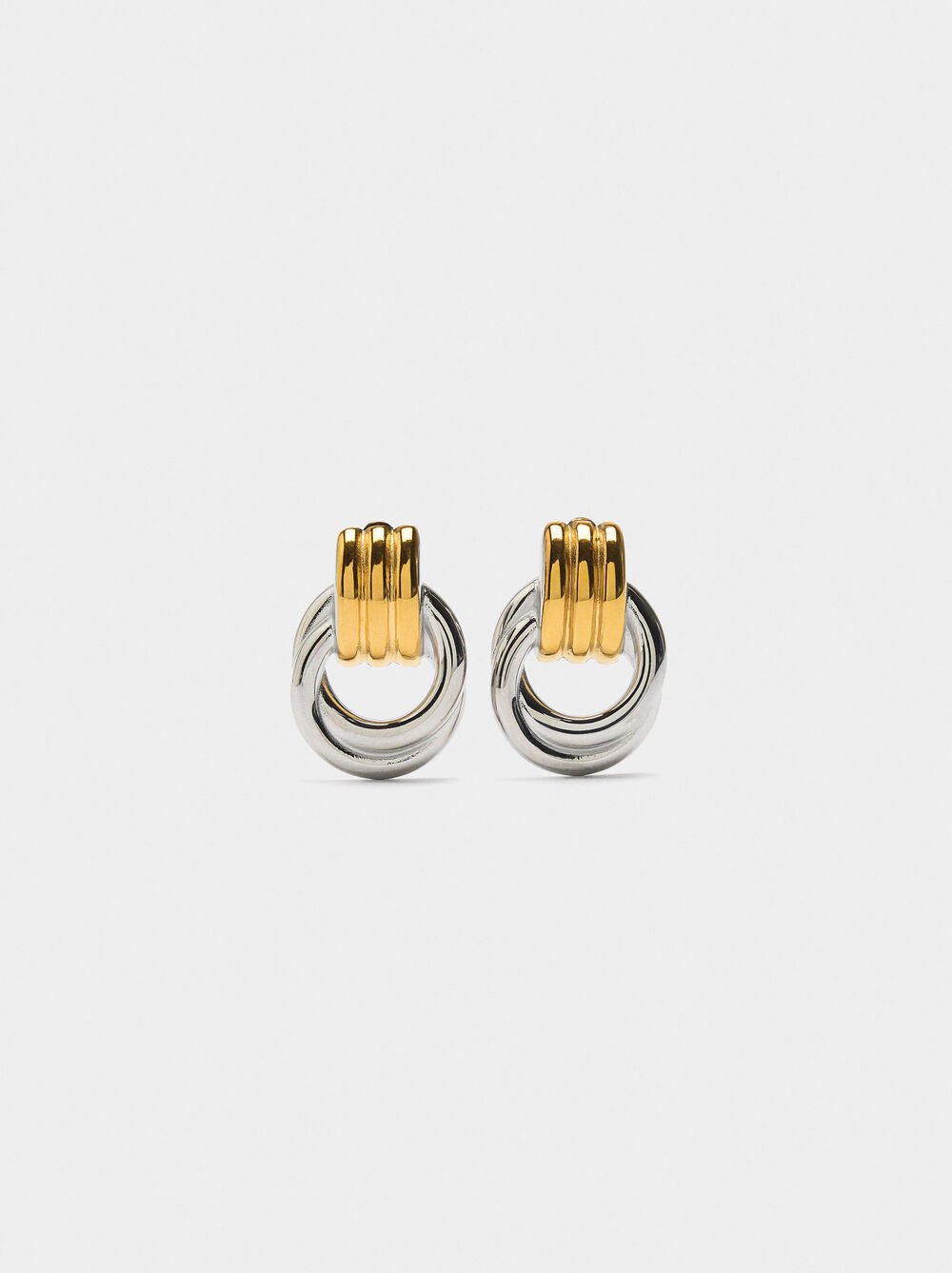 Pendientes cortos con aros - acero inoxidable