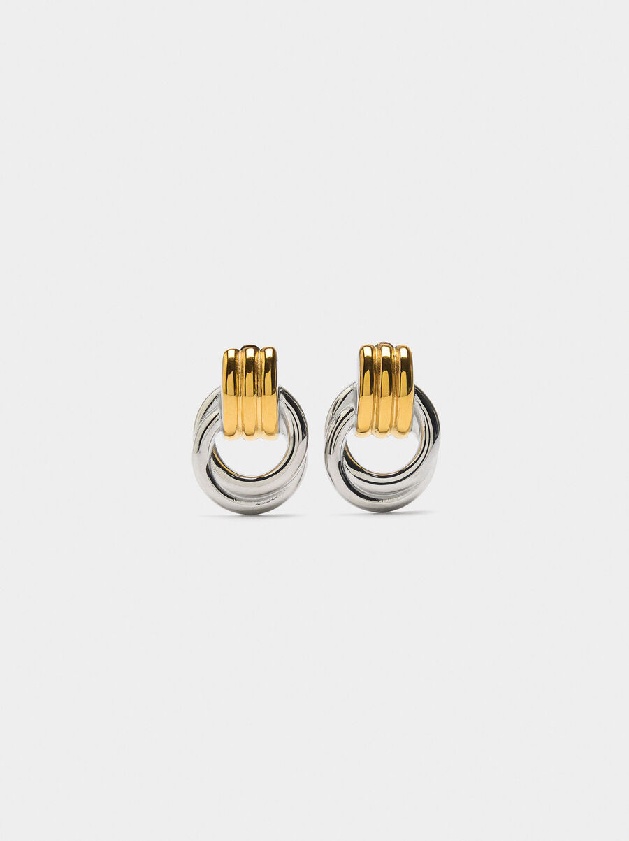 Short earrings with hoops - stainless steel