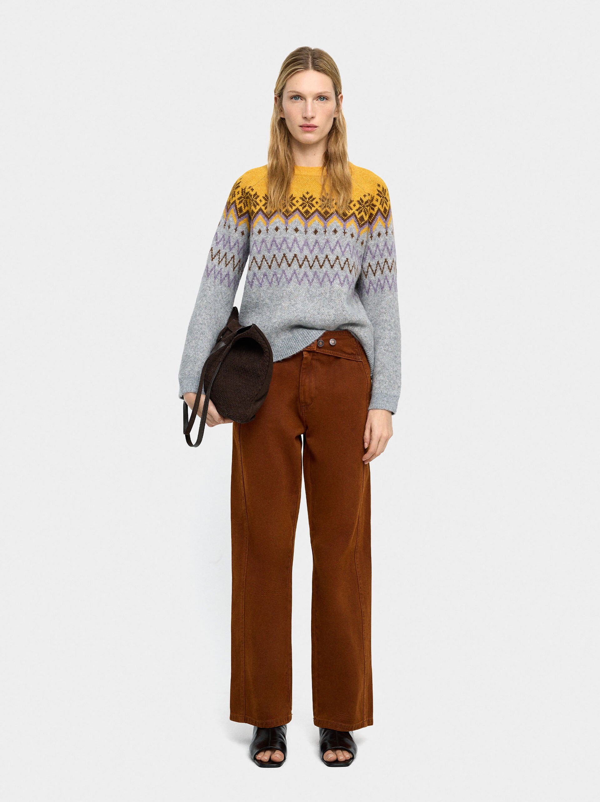 Sweater with jacquard knit image number 0.0