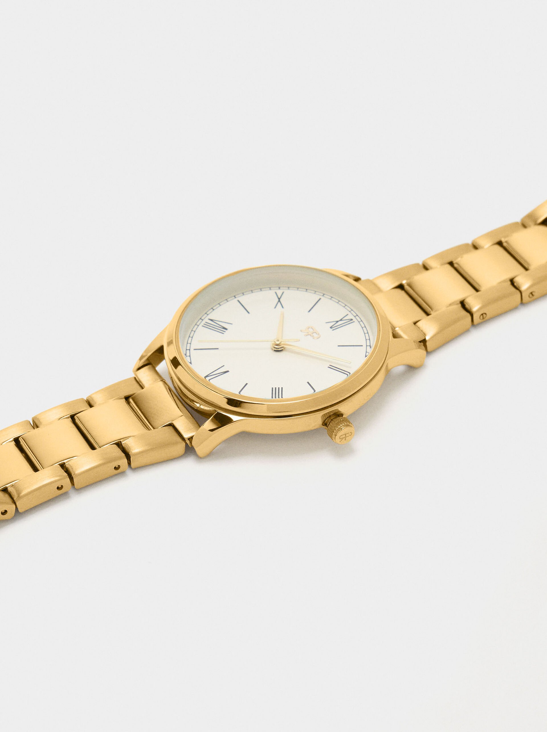 Round watch with stainless steel strap image number 1.0