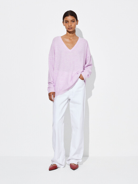 Knit Sweater With Wool, Purple, hi-res