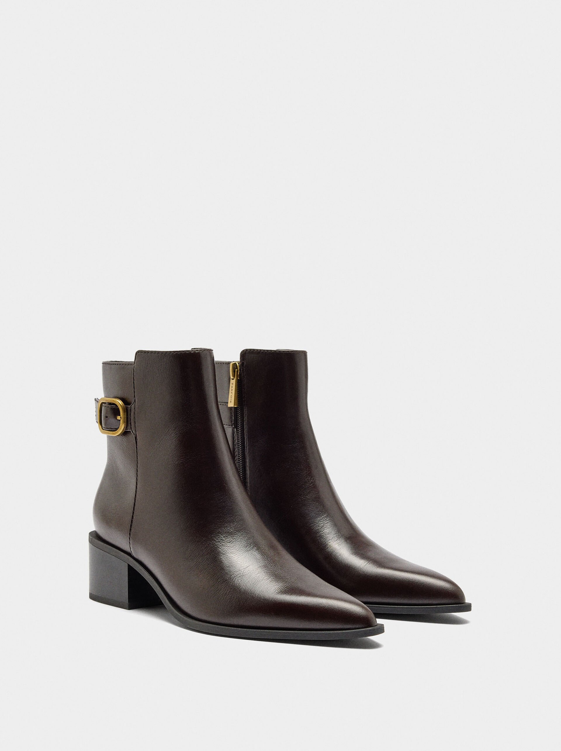 Leather ankle boots with buckle image number 2.0