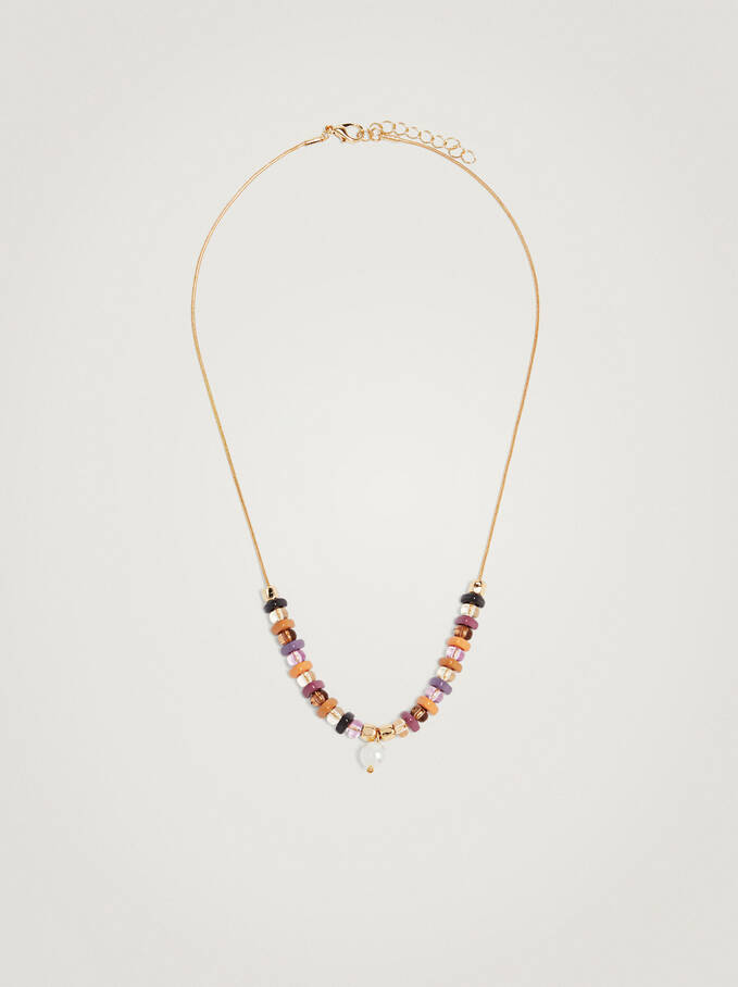 Multicoloured Necklace With Pearl, Multicolor, hi-res