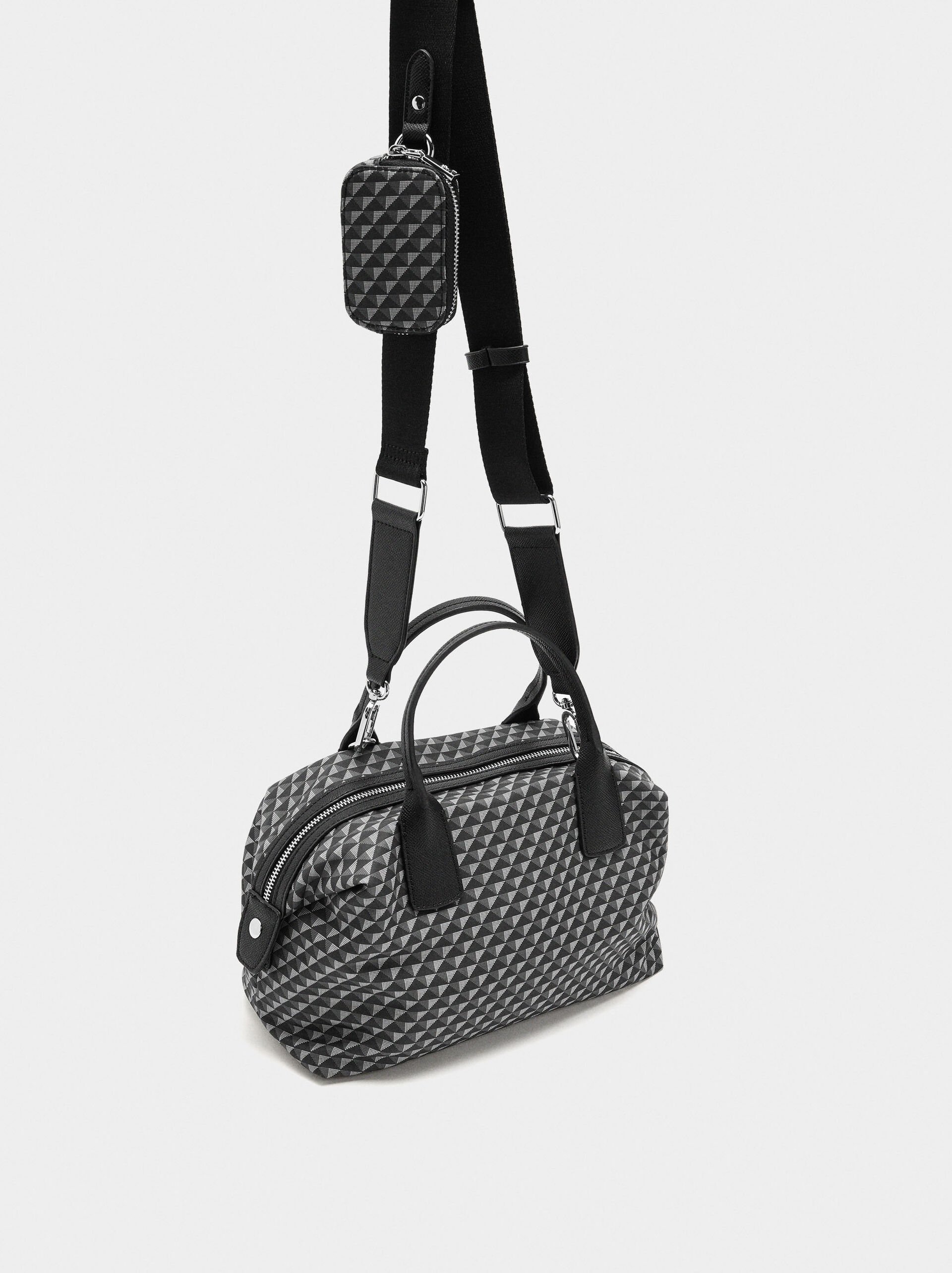 Printed nylon tote bag image number 4.0