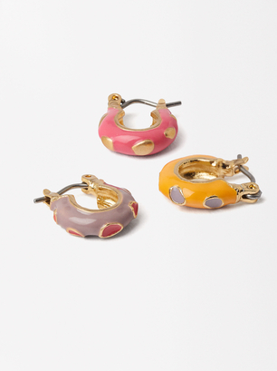 Set Of Enameled Earrings, Multicolor, hi-res