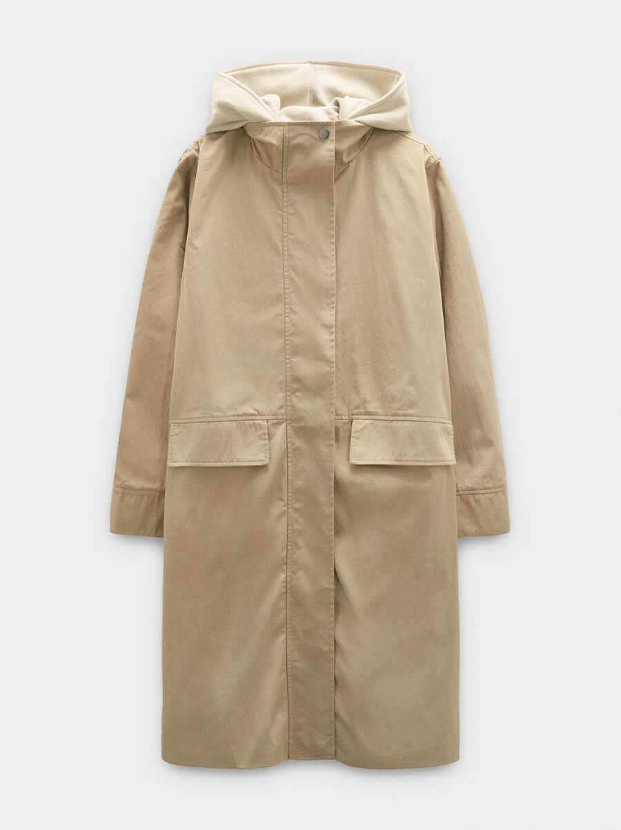Cotton parka with removable hood