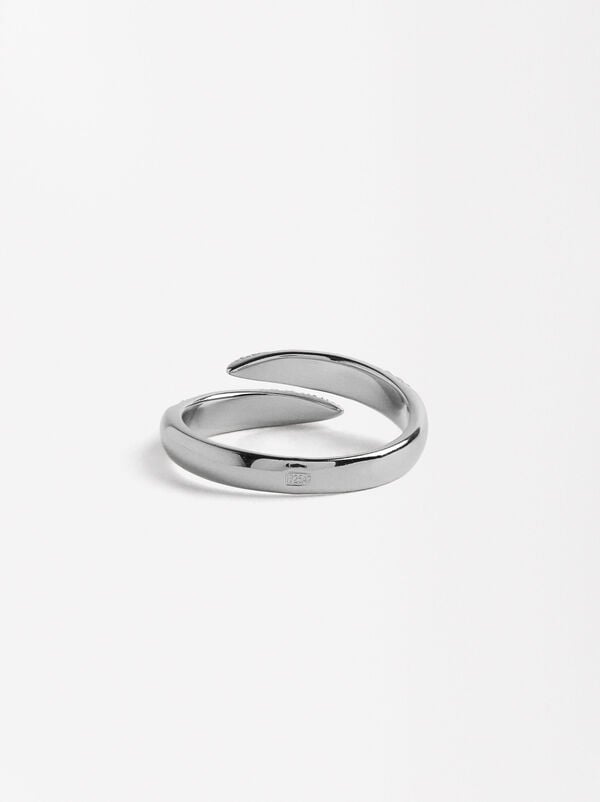 Cross ring with zircons - 925 sterling silver