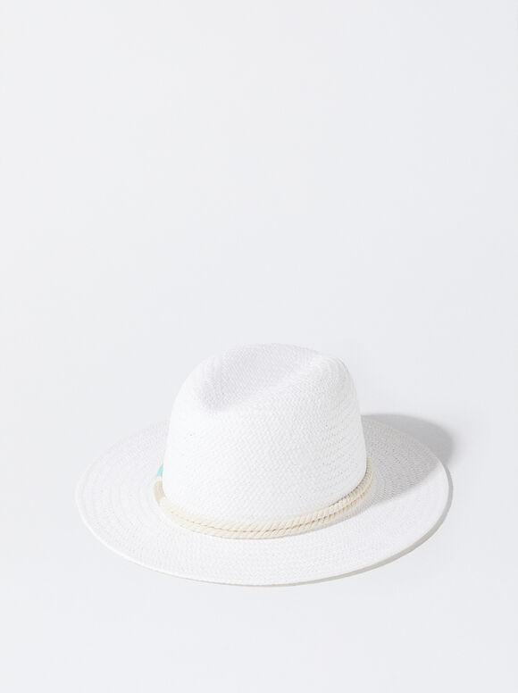 Braided Straw Hat, Ecru, hi-res