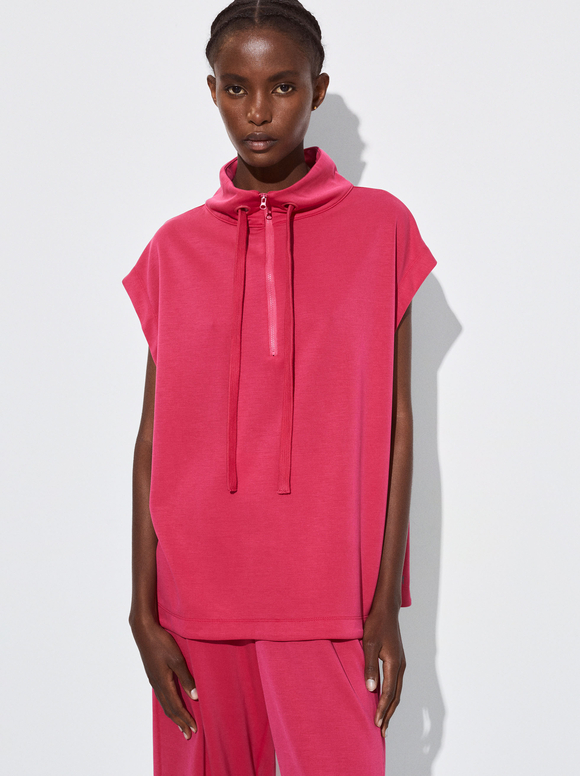 Jogger T-Shirt With Zip, Fuchsia, hi-res