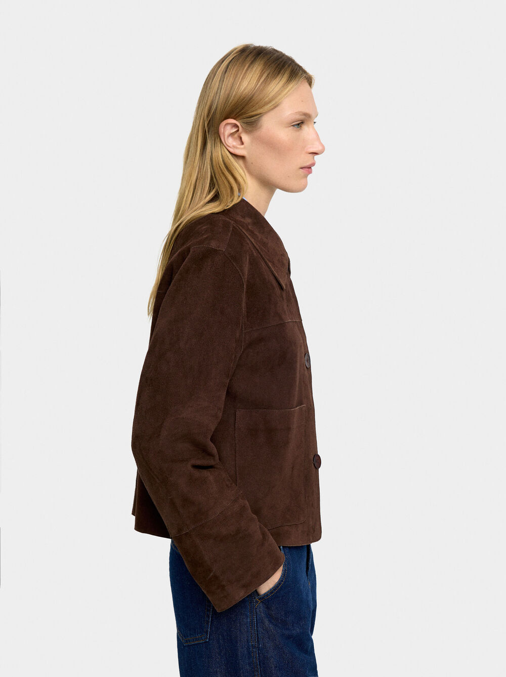 Leather jacket with buttons