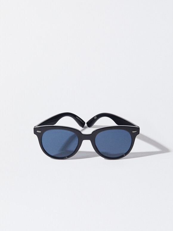Round Sunglasses , Black, hi-res
