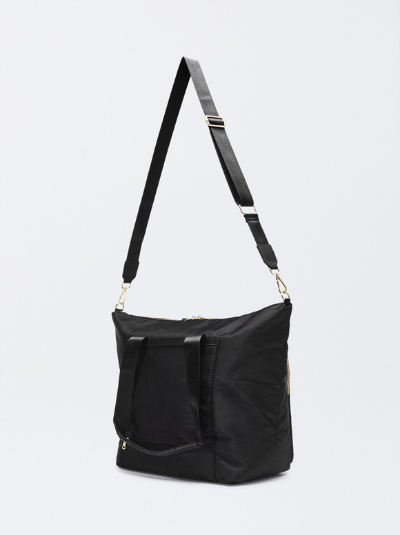 Nylon Weekend Bag, Black, hi-res