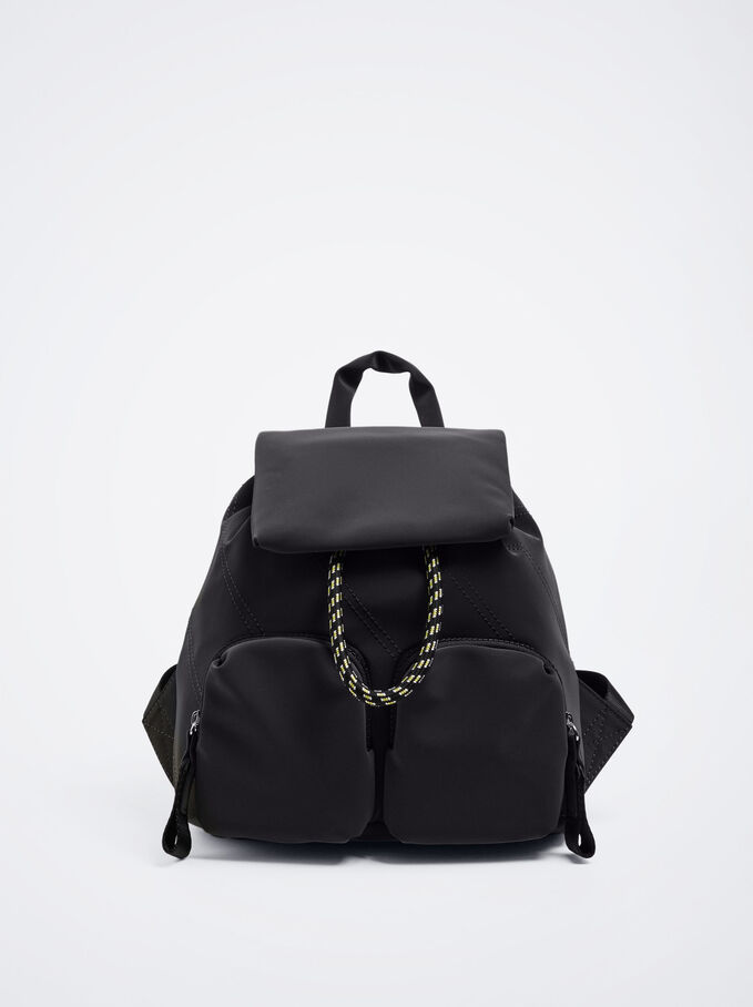 Quilted Backpack, Black, hi-res