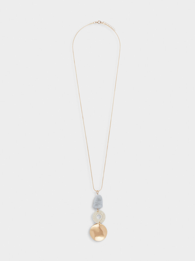 Long Necklace With Pendants, Blue, hi-res