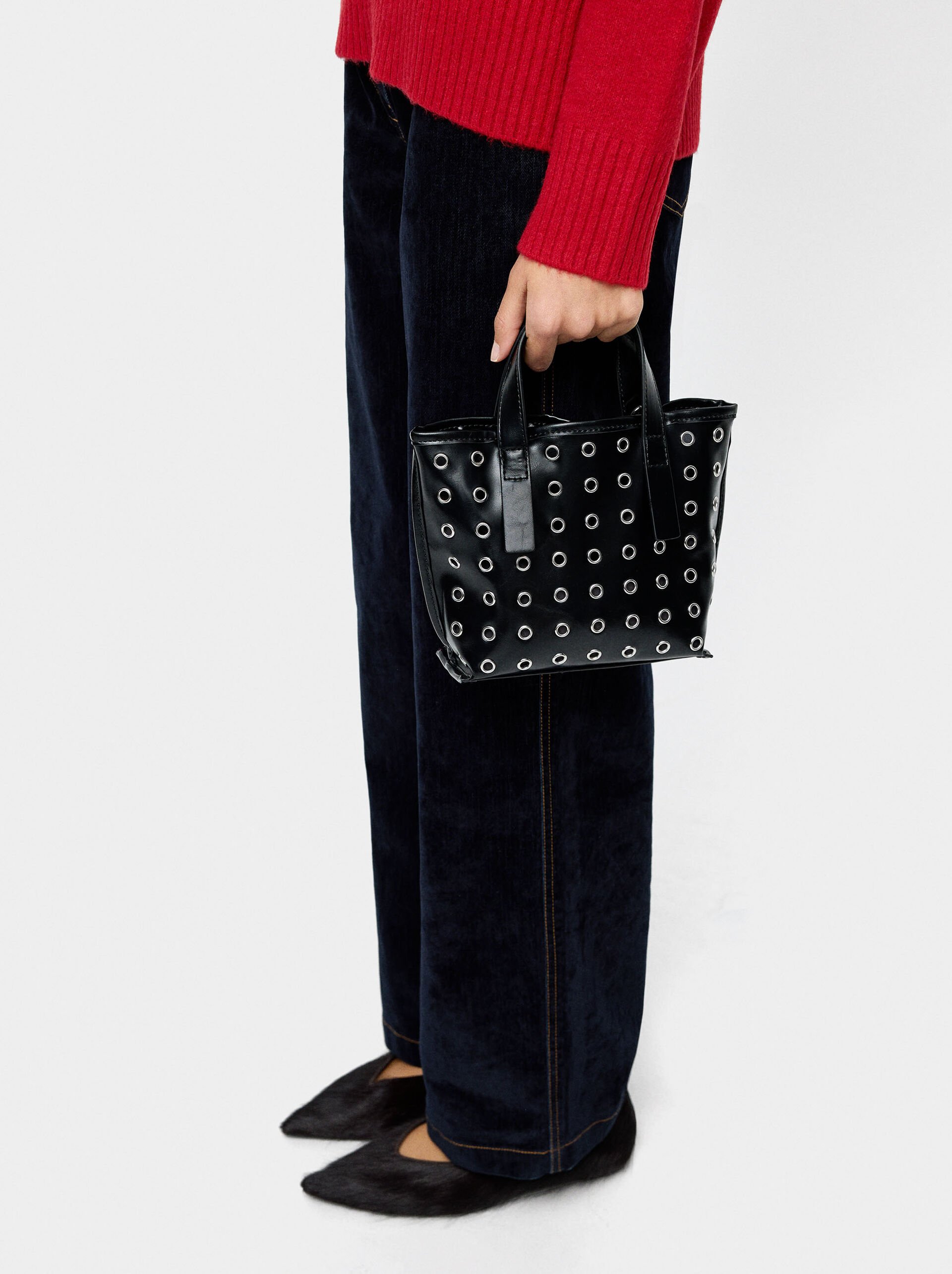 Tote bag with studs and inner pouch image number 1.0