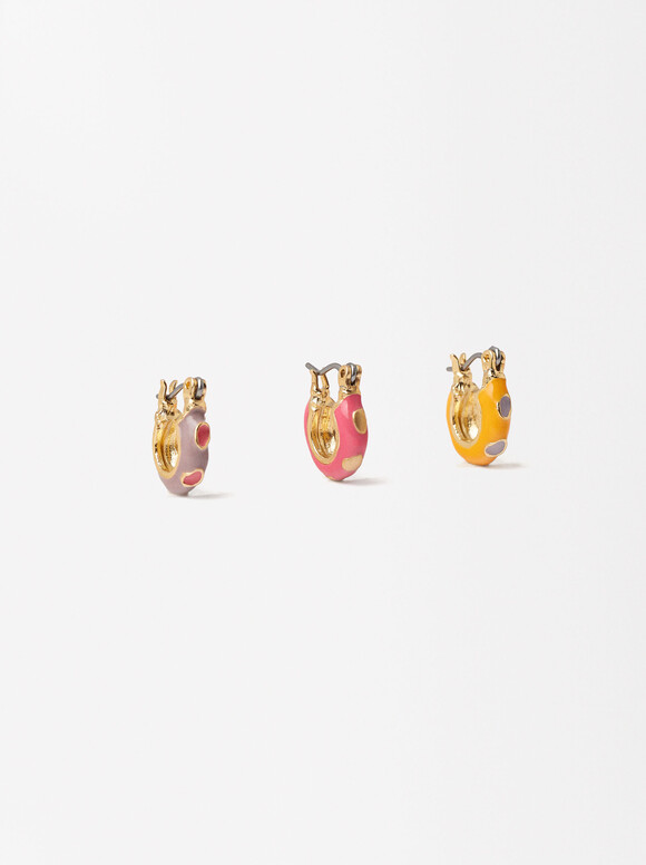 Set Of Enameled Earrings, Multicolor, hi-res