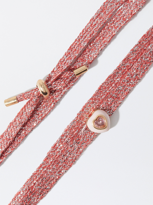 Adjustable Bracelet With Heart, Pink, hi-res