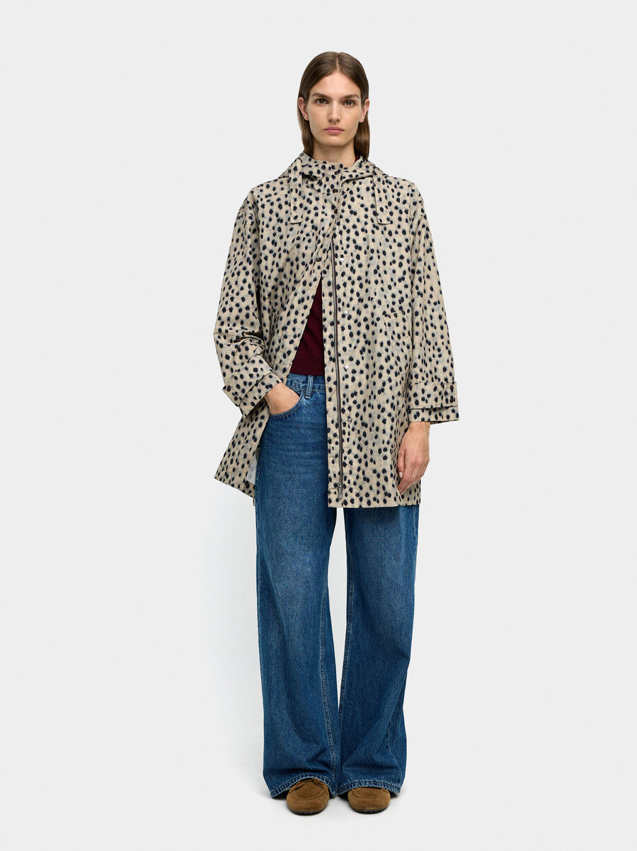 Parka with animal print