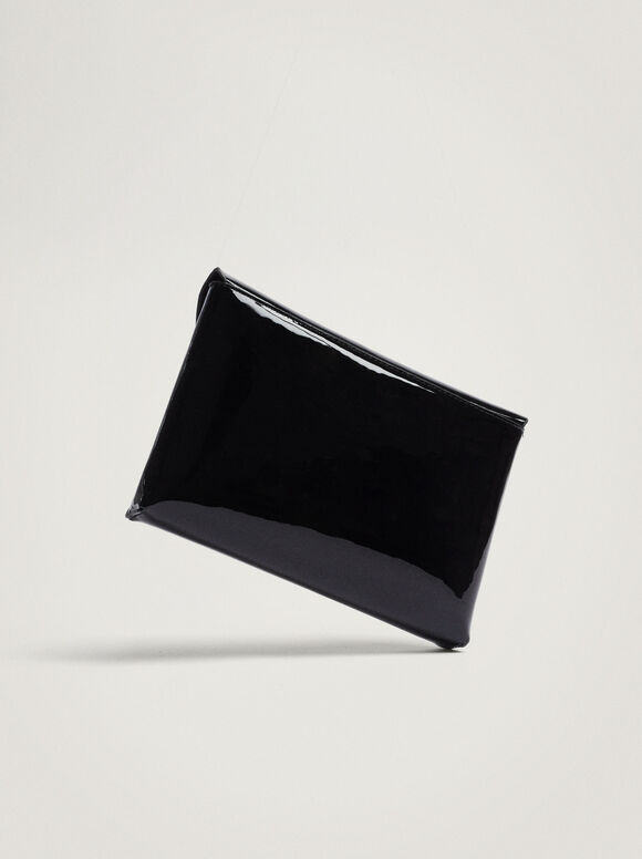 Party Patent Handbag, Black, hi-res