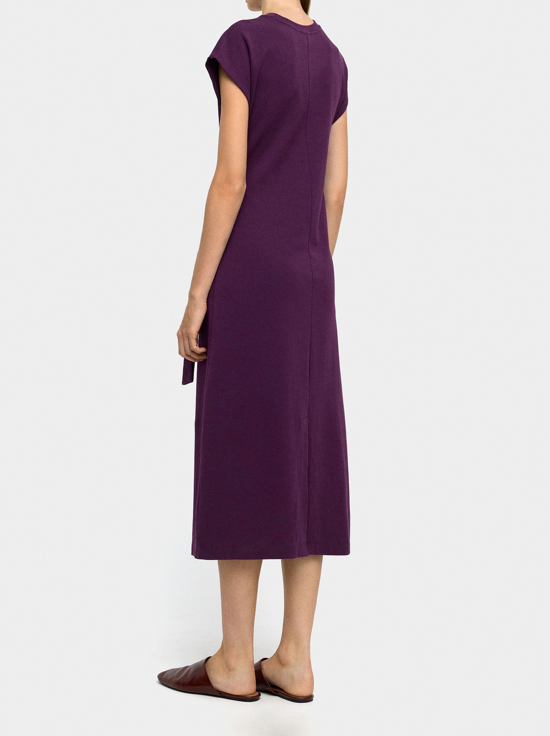 Draped dress 100% cotton image number 2.0