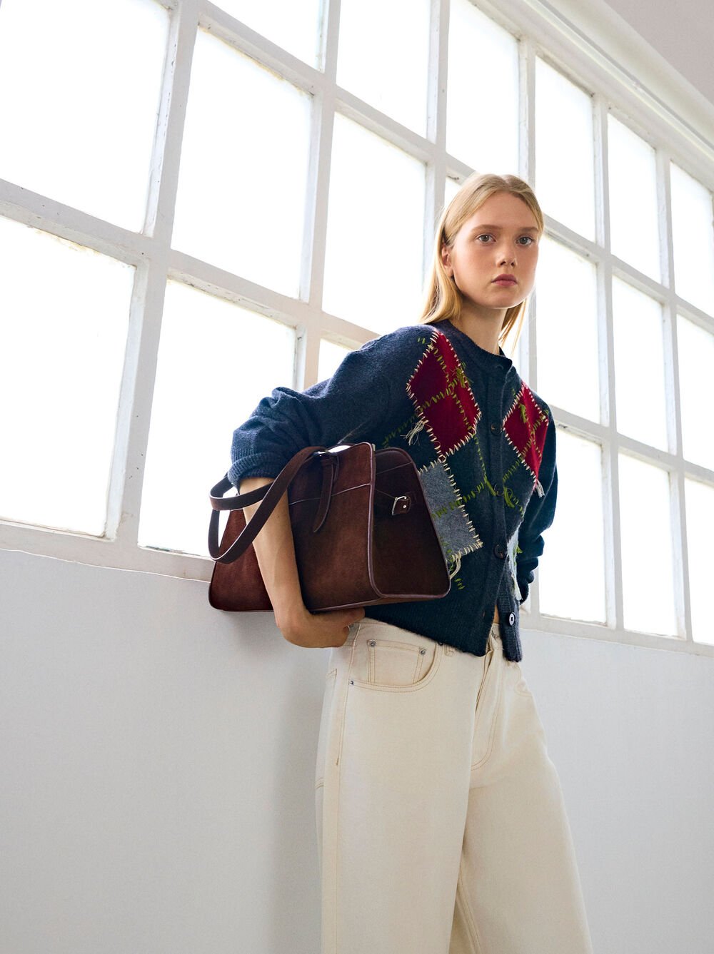 Cardigan en maille avec losanges