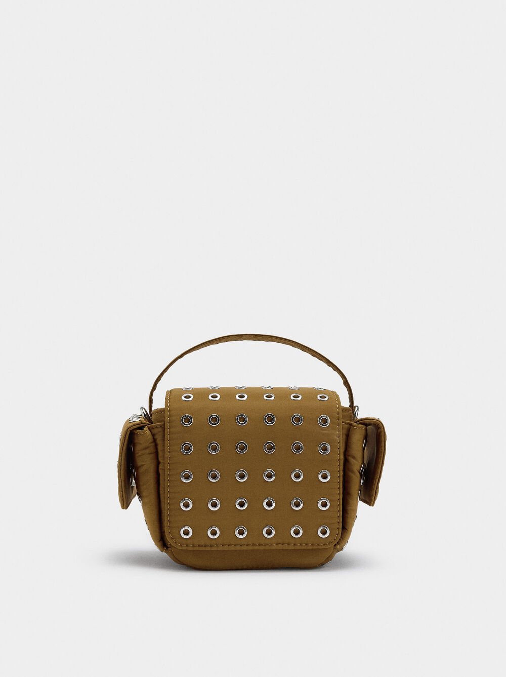 Nylon crossbody bag with studs
