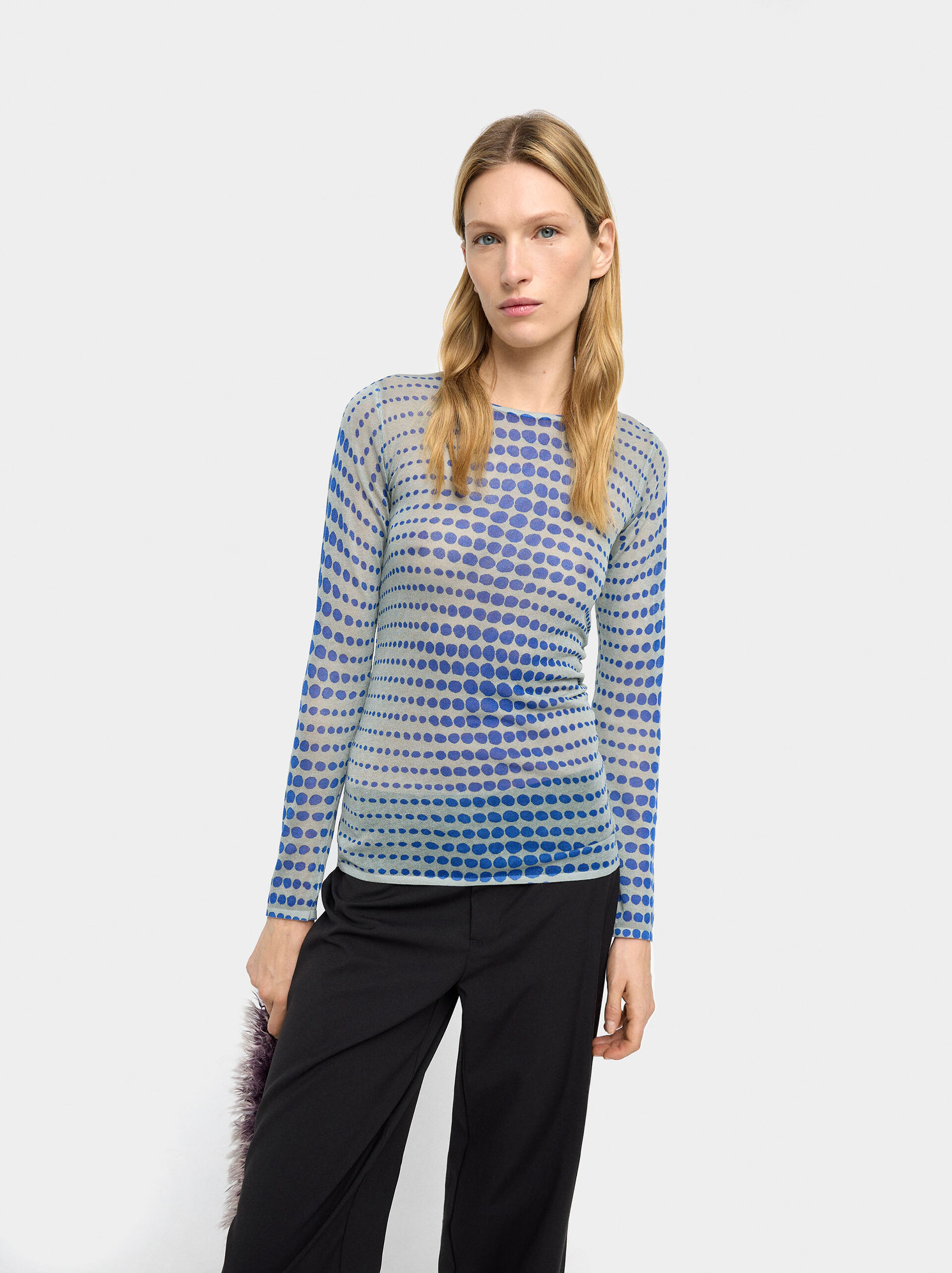 Semi-transparent knit sweater image number 1.0