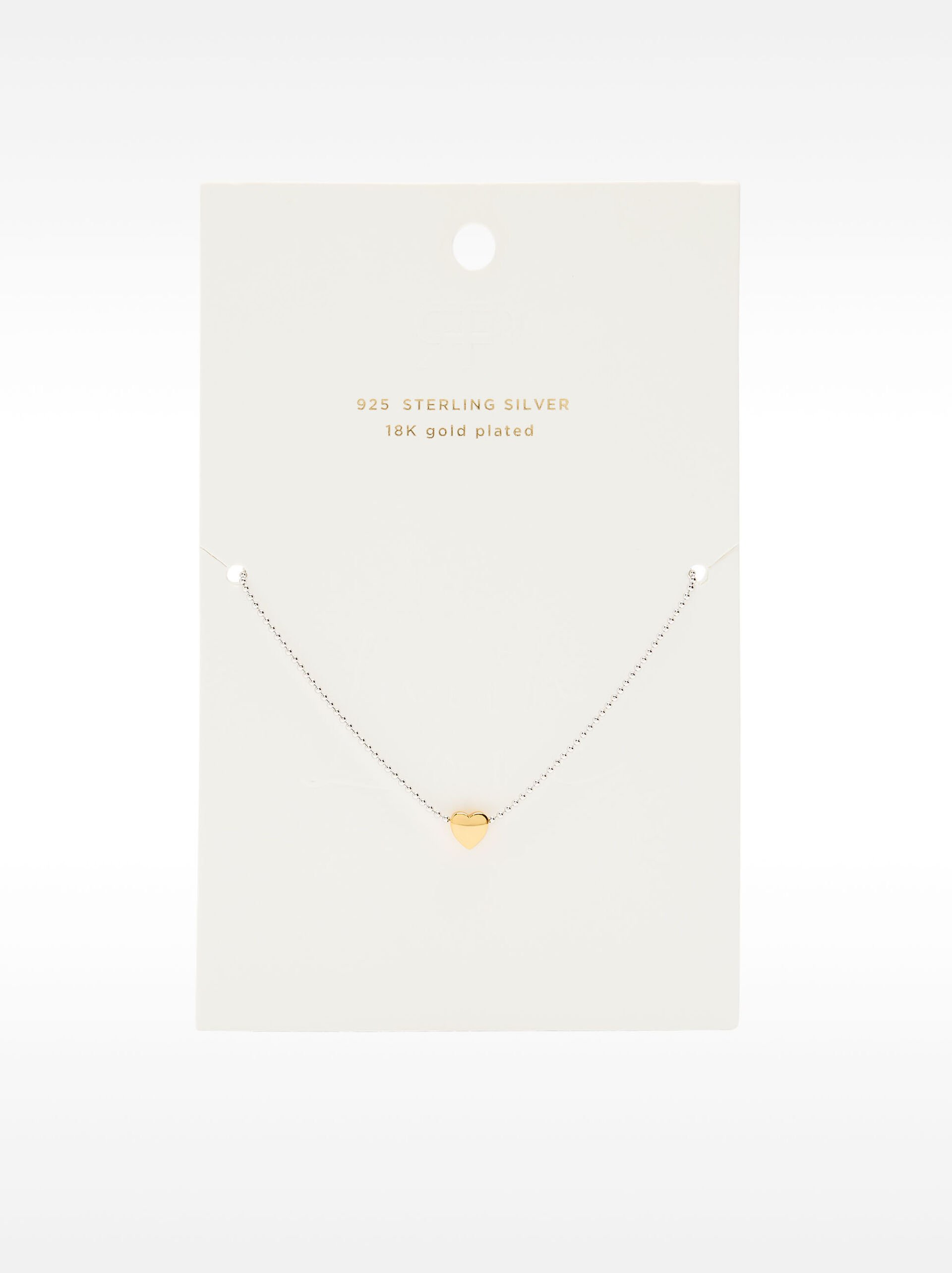 Short necklace with heart pendant – 925 sterling silver image number 3.0