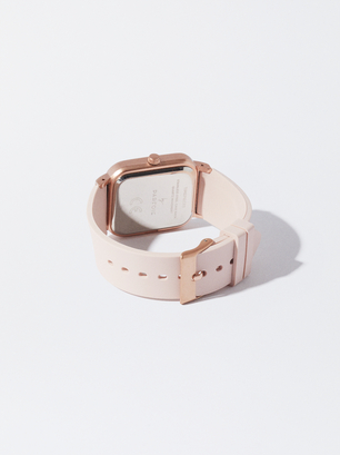 Watch With Silicone Strap, Pink, hi-res