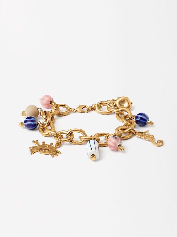 Bracelet With Links And Charms, Multicolor, hi-res