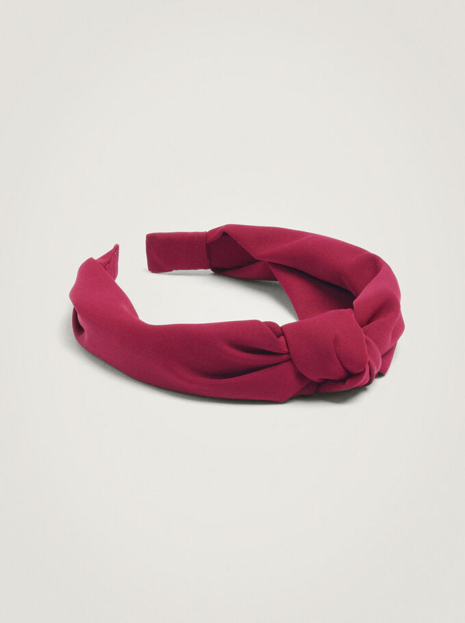 Wide Headband With Knot, Bordeaux, hi-res