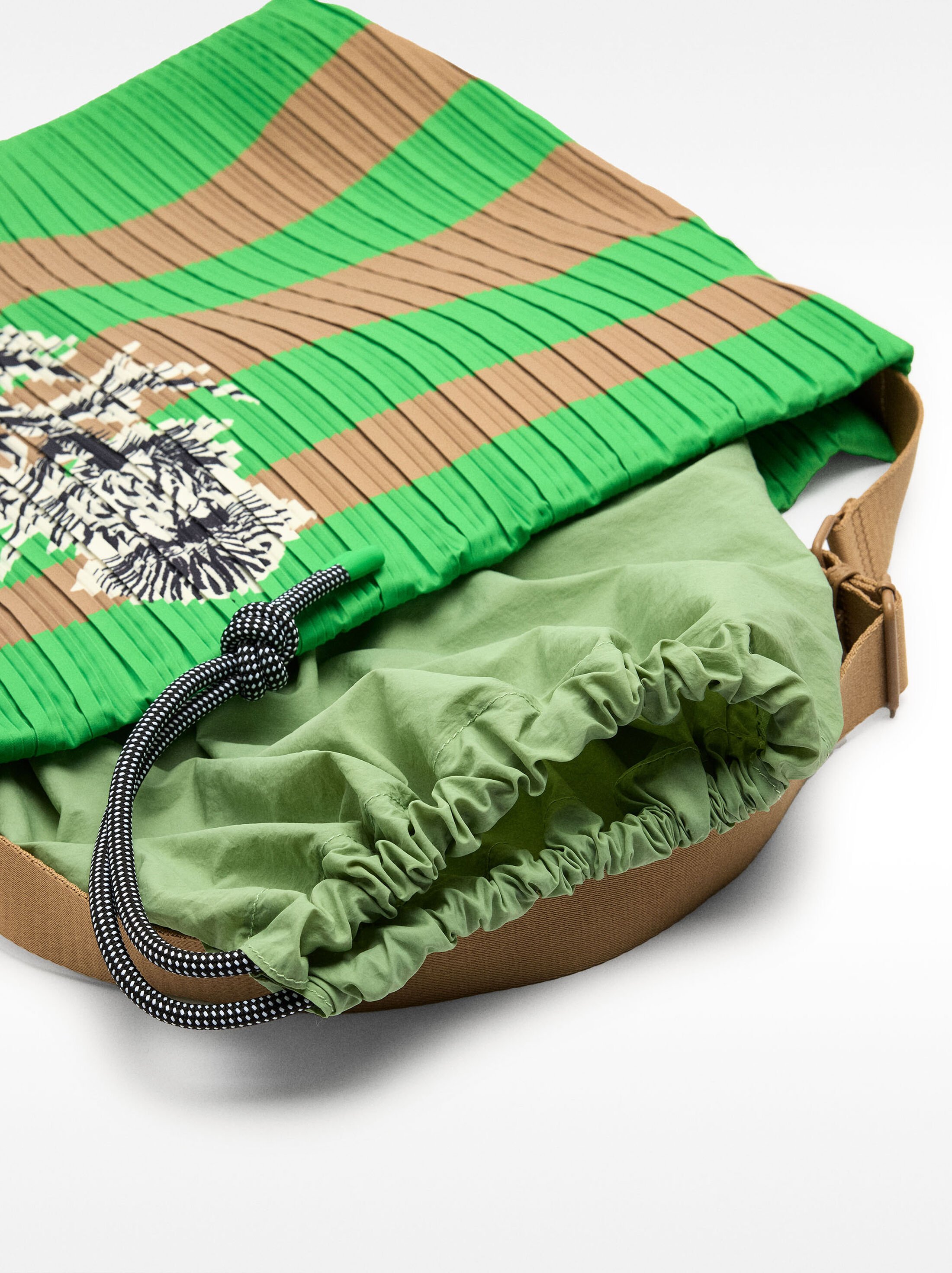 Striped nylon shoulder bag image number 3.0