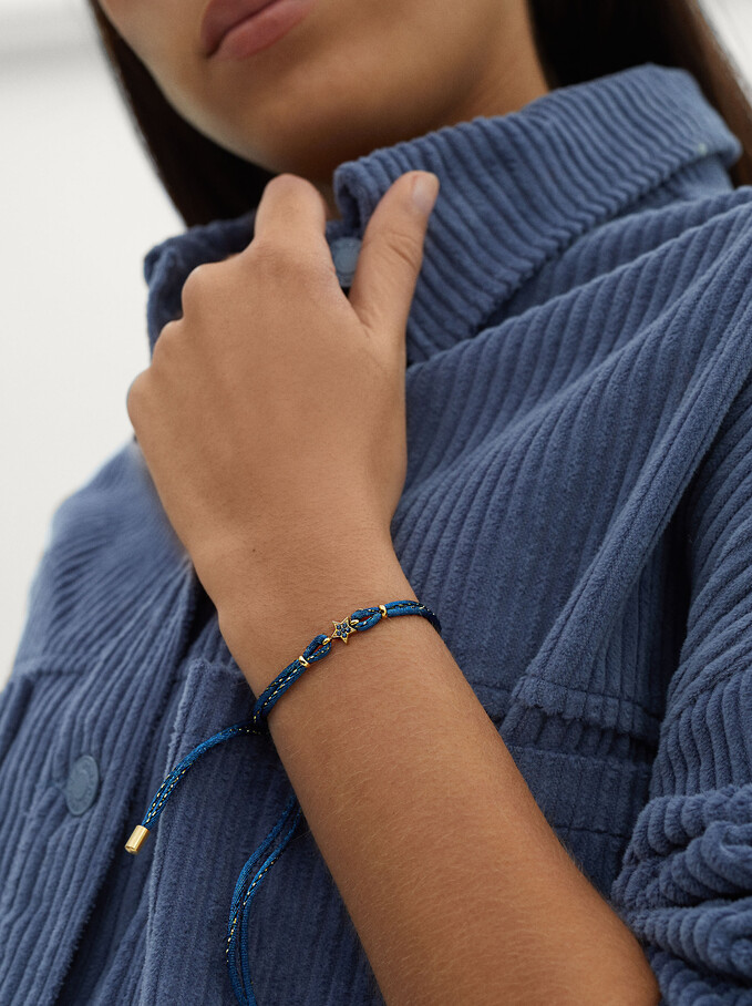 Bracelet Réglable Avec Charms En Acier, Bleu, hi-res